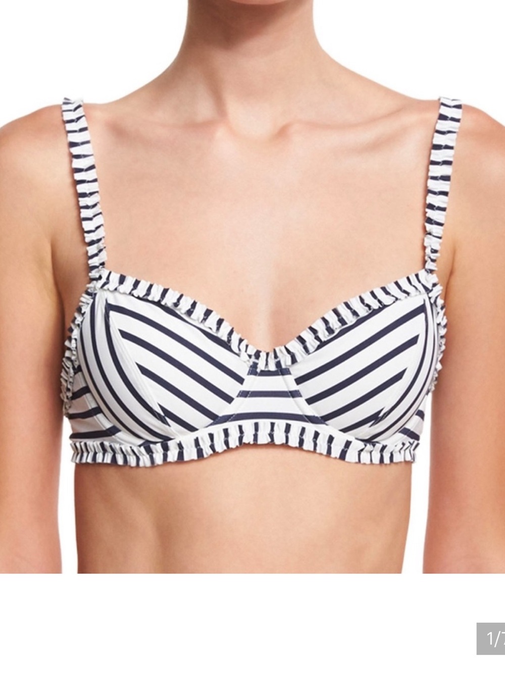 Tory Burch ruffle striped underwire bikini bra‎ top